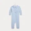Ralph Lauren Babies'  Cable-knit Cashmere Coverall In Blue