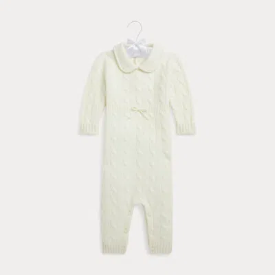 Ralph Lauren Babies'  Cable-knit Cashmere Coverall In White