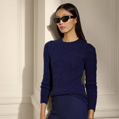 Ralph Lauren Cable-knit Cashmere Crewneck Sweater In Blue