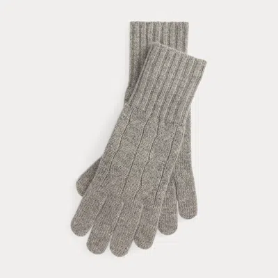 Ralph Lauren Cable-knit Cashmere Gloves In Gray