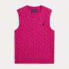 Polo Ralph Lauren Kids' Cable-knit Cashmere Jumper Waistcoat In Pink