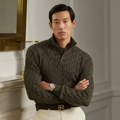 Ralph Lauren Cable-knit Cashmere Mockneck Sweater In Brown