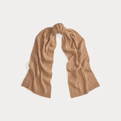 Ralph Lauren Cable-knit Cashmere Scarf In Brown