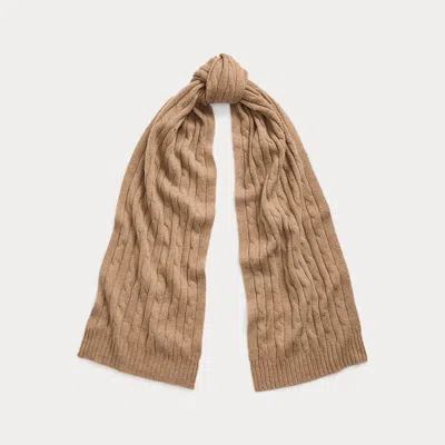 Polo Ralph Lauren Cable-knit Cashmere Scarf In Collectin Camel