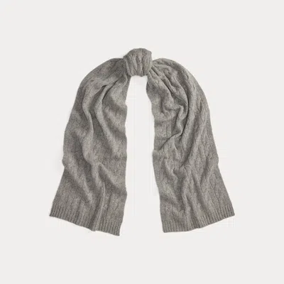 Ralph Lauren Cable-knit Cashmere Scarf In Gray