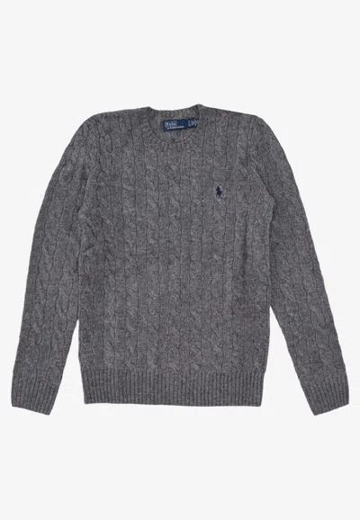 Ralph Lauren Cable Knit Cashmere Sweater In Gray