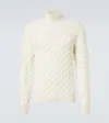 Ralph Lauren Purple Label Cable Stitch Cashmere Sweater In White