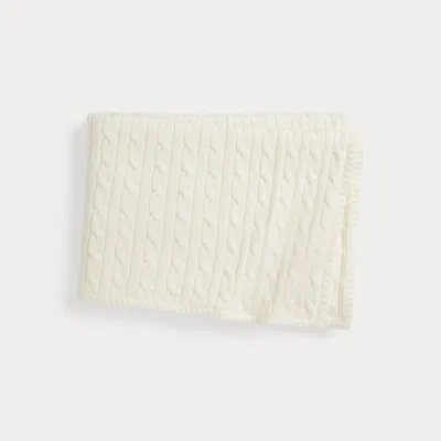 Ralph Lauren Cable-knit Cotton Baby Blanket In White