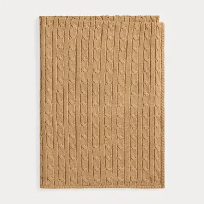 Ralph Lauren Cable-knit Cotton Baby Blanket In Brown