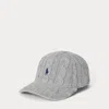 Ralph Lauren Cable-knit Cotton Ball Cap In Gray