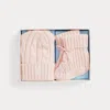 Ralph Lauren Babies'  Cable-knit Cotton Beanie & Bootie Set In Pink