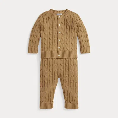 Ralph Lauren Babies'  Cable-knit Cotton Cardigan & Pant Set