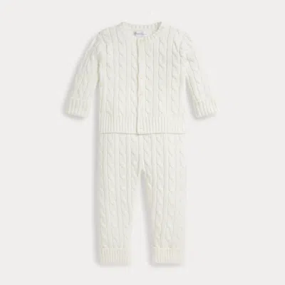Ralph Lauren Babies'  Cable-knit Cotton Cardigan & Pant Set