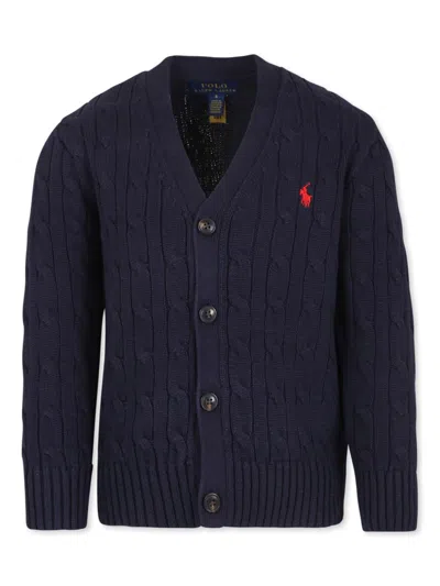 Polo Ralph Lauren Kids' Cable-knit Cotton Cardigan In Black