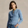 Polo Ralph Lauren Cable-knit Cotton Cardigan In Chambray Indigo