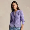 Polo Ralph Lauren Cable-knit Cotton Cardigan In Lavender