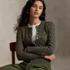 Ralph Lauren Cable-knit Cotton Crewneck Cardigan In Green