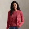 Ralph Lauren Cable-knit Cotton Crewneck Cardigan In Red