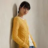 Ralph Lauren Cable-knit Cotton Crewneck Cardigan In Yellow