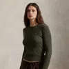 Ralph Lauren Cable Knit Logo T-shirt With Crew Neck In Green