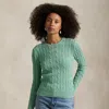 Ralph Lauren Cable-knit Cotton Crewneck Sweater In Celadon