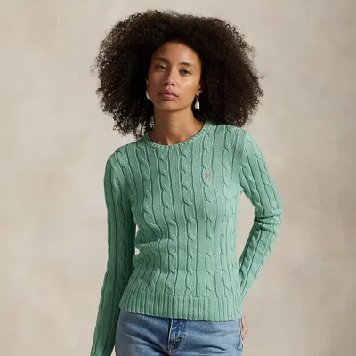 Ralph Lauren Cable-knit Cotton Crewneck Sweater In Celadon