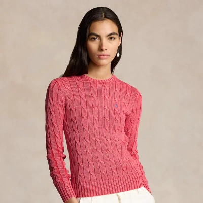 Ralph Lauren Cable-knit Cotton Crewneck Sweater In Corallo