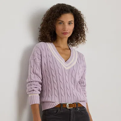 Ralph Lauren Cable-knit Cotton Cricket Sweater In Pink