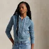 Ralph Lauren Braided Sweatshirt With Hood And Zipper Indigo Chambray In Chambray Indigo