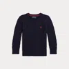 Polo Ralph Lauren Kids' Logo-embroidered Cable-knit Jumper In Blue