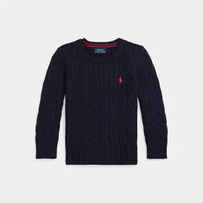 Ralph Lauren Kids' Cable-knit Cotton Jumper In Black