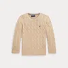 Polo Ralph Lauren Kids' Cable-knit Cotton Jumper In New Camel Melange