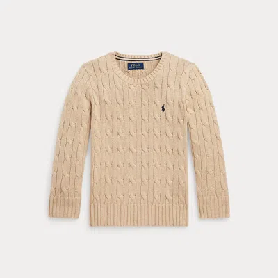 Ralph Lauren Kids' Cable-knit Cotton Jumper In Brown