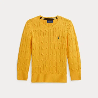 Polo Ralph Lauren Kids' Cable-knit Cotton Jumper In Yellow