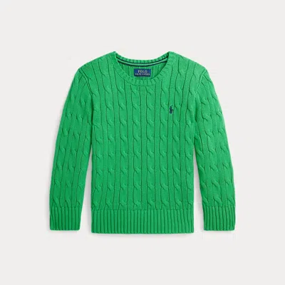 Ralph Lauren Kids' Cable-knit Cotton Jumper In Green