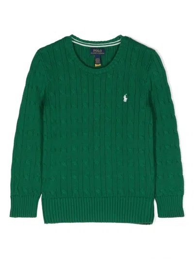 Polo Ralph Lauren Kids' Cable-knit Cotton Jumper In Green