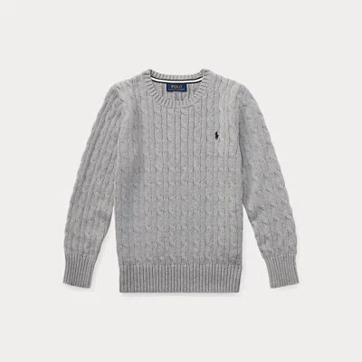 Polo Ralph Lauren Kids' Cable-knit Cotton Jumper In Gray