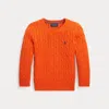Polo Ralph Lauren Kids' Cable-knit Cotton Jumper In Orange