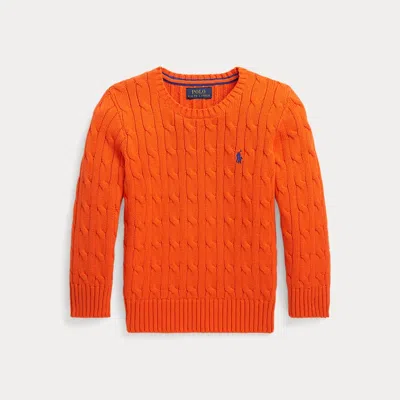 Ralph Lauren Kids' Cable-knit Cotton Jumper In Orange