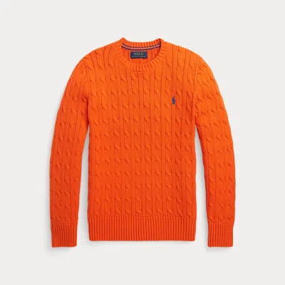 Ralph Lauren Kids' Cable-knit Cotton Jumper In Orange