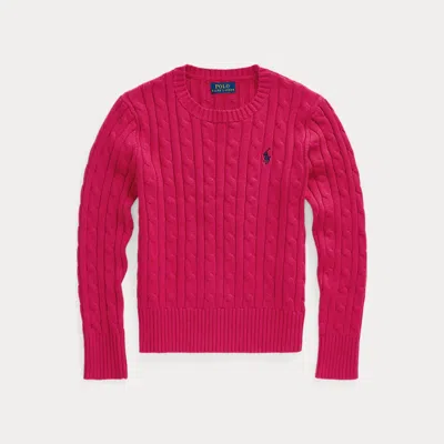 Polo Ralph Lauren Kids' Cable-knit Cotton Jumper In Pink