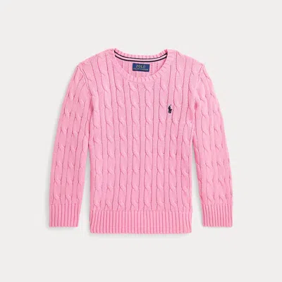 Ralph Lauren Kids' Cable-knit Cotton Jumper In Pink