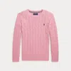 Polo Ralph Lauren Kids' Cable-knit Cotton Jumper In Pink