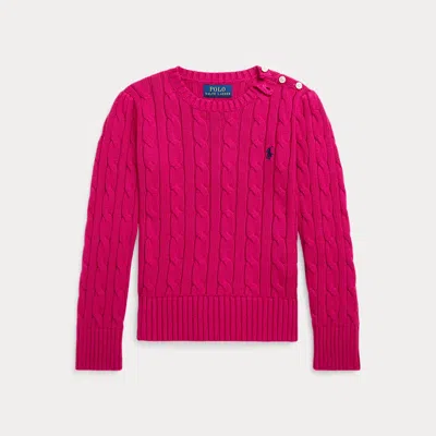 Polo Ralph Lauren Kids' Cable-knit Cotton Jumper In Pink