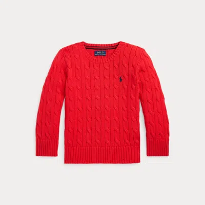 Ralph Lauren Kids' Cable-knit Cotton Jumper In Red