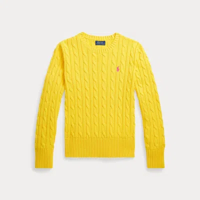 Ralph Lauren Kids' Cable-knit Cotton Jumper In Yellow