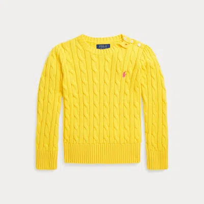 Ralph Lauren Kids' Cable-knit Cotton Jumper In Yellow