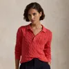 Polo Ralph Lauren Cable-knit Cotton Long-sleeve Polo Shirt In Red