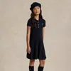 Polo Ralph Lauren Kids' Cable-knit Cotton Polo Jumper Dress In Black