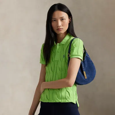 Ralph Lauren Cable-knit Cotton Polo Shirt In Green
